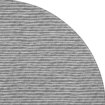 8' Gray And Ivory Striped Washable Round Rug With UV Protection