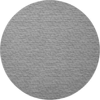8' Gray And Ivory Striped Washable Round Rug With UV Protection