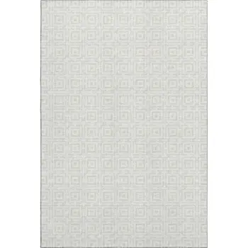 8' X 10' Linen And Ivory Geometric Washable Area Rug With UV Protection