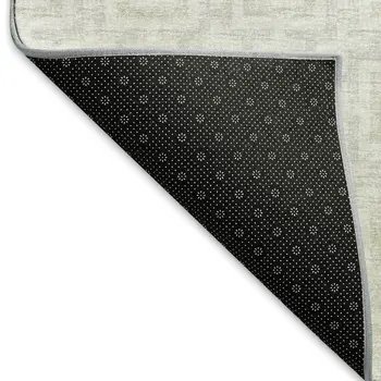 8' X 10' Linen And Ivory Geometric Washable Area Rug With UV Protection