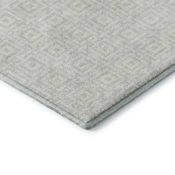 8' X 10' Linen And Ivory Geometric Washable Area Rug With UV Protection