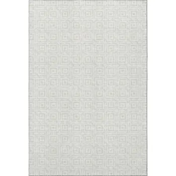 8' X 10' Linen And Ivory Geometric Washable Area Rug With UV Protection