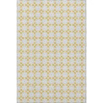 3' X 5' Gold And Ivory Geometric Washable Area Rug With UV Protection