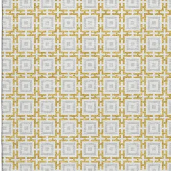 8' X 10' Gold And Ivory Geometric Washable Area Rug With UV Protection