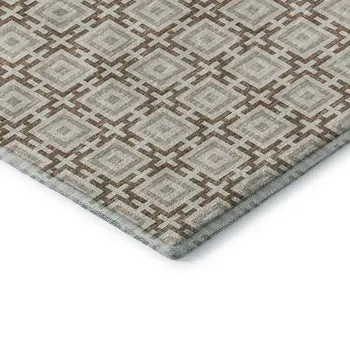 8' X 10' Taupe And Beige Geometric Washable Area Rug With UV Protection