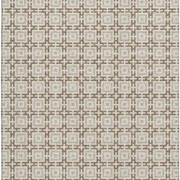 9' X 12' Taupe And Beige Geometric Washable Area Rug With UV Protection