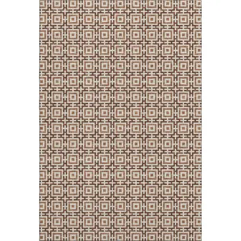 8' X 10' Rust And Beige Geometric Washable Area Rug With UV Protection