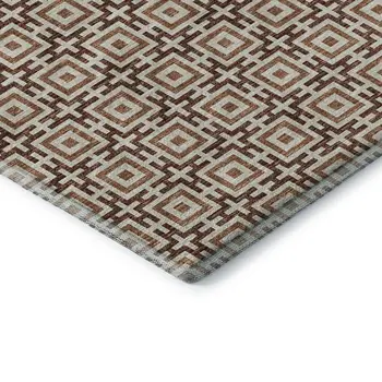 8' X 10' Rust And Beige Geometric Washable Area Rug With UV Protection