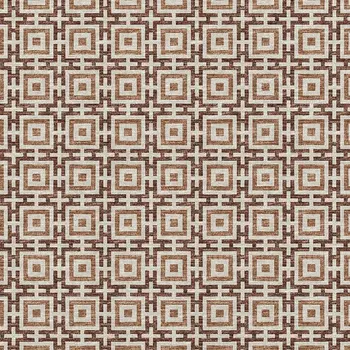 9' X 12' Rust And Beige Geometric Washable Area Rug With UV Protection