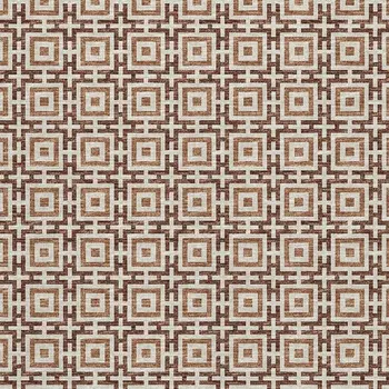 10' X 14' Rust And Beige Geometric Washable Area Rug With UV Protection