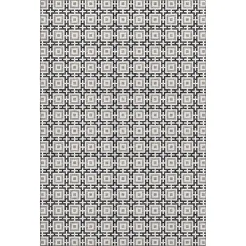 3' X 5' Black And Ivory Geometric Washable Area Rug With UV Protection