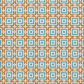 8' X 10' Orange And Teal Blue Geometric Washable Area Rug With UV Protection