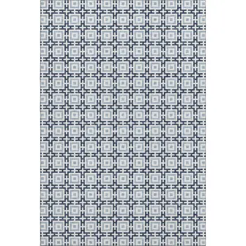 3' X 5' Navy Blue And Ivory Geometric Washable Area Rug With UV Protection