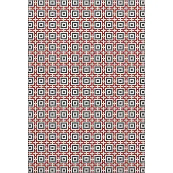 3' X 5' Red Black And Ivory Geometric Washable Area Rug With UV Protection