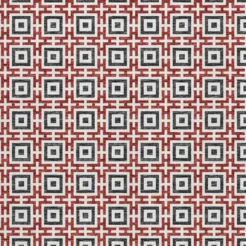 5' X 8' Red Black And Ivory Geometric Washable Area Rug With UV Protection