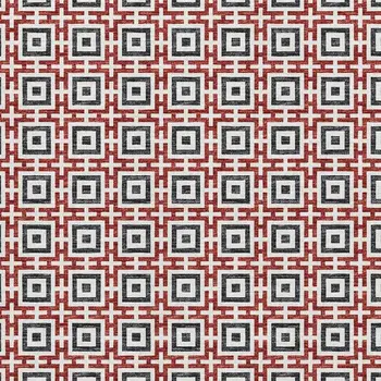 8' X 10' Red Black And Ivory Geometric Washable Area Rug With UV Protection