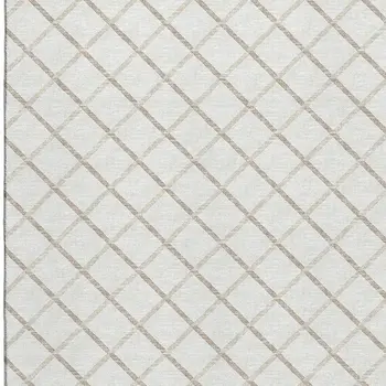 8' X 10' Ivory And Taupe Geometric Washable Area Rug With UV Protection