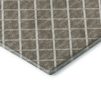 3' X 5' Taupe And Ivory Geometric Washable Area Rug With UV Protection