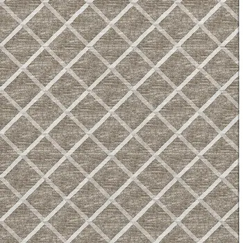 3' X 5' Taupe And Ivory Geometric Washable Area Rug With UV Protection