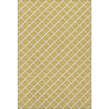 5' X 8' Gold And Ivory Geometric Washable Area Rug With UV Protection