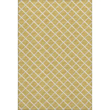 9' X 12' Gold And Ivory Geometric Washable Area Rug With UV Protection