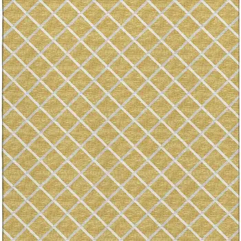 9' X 12' Gold And Ivory Geometric Washable Area Rug With UV Protection
