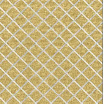 10' X 14' Gold And Ivory Geometric Washable Area Rug With UV Protection