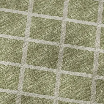 3' X 5' Artichoke Green And Ivory Geometric Washable Area Rug With UV Protection