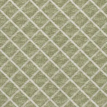 10' X 14' Artichoke Green And Ivory Geometric Washable Area Rug With UV Protection