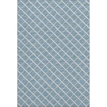 3' X 5' Sky Blue And Ivory Geometric Washable Area Rug With UV Protection