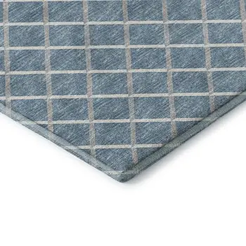 3' X 5' Sky Blue And Ivory Geometric Washable Area Rug With UV Protection
