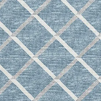 3' X 5' Sky Blue And Ivory Geometric Washable Area Rug With UV Protection