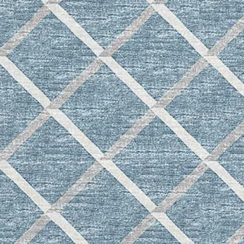 5' X 8' Sky Blue And Ivory Geometric Washable Area Rug With UV Protection