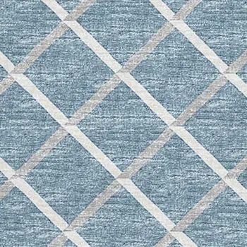 8' X 10' Sky Blue And Ivory Geometric Washable Area Rug With UV Protection