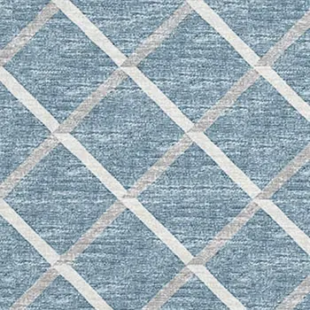 9' X 12' Sky Blue And Ivory Geometric Washable Area Rug With UV Protection