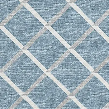 10' X 14' Sky Blue And Ivory Geometric Washable Area Rug With UV Protection