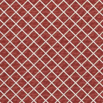 5' X 8' Red And Ivory Geometric Washable Area Rug With UV Protection