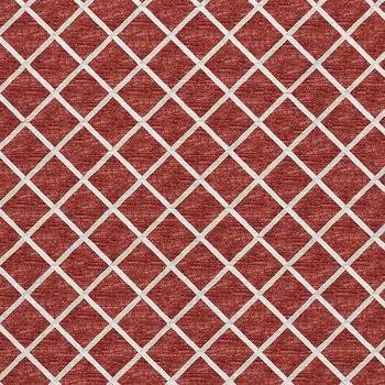 9' X 12' Red And Ivory Geometric Washable Area Rug With UV Protection