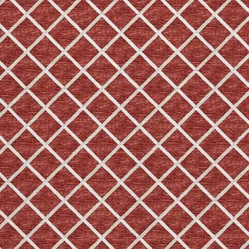 10' X 14' Red And Ivory Geometric Washable Area Rug With UV Protection
