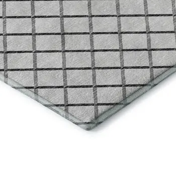 3' X 5' Gray And Black Geometric Washable Area Rug With UV Protection