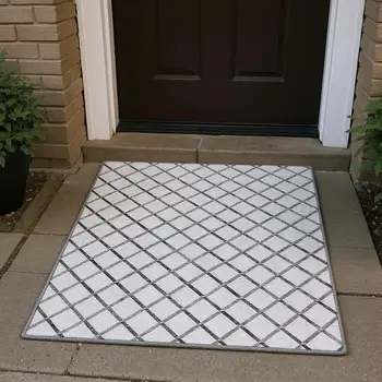 3' X 5' Gray And Black Geometric Washable Area Rug With UV Protection