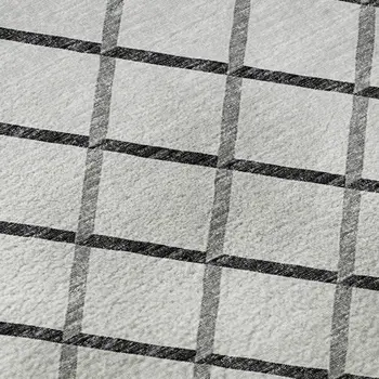 8' Gray And Black Geometric Washable Round Rug With UV Protection