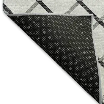 8' X 10' Gray And Black Geometric Washable Area Rug With UV Protection
