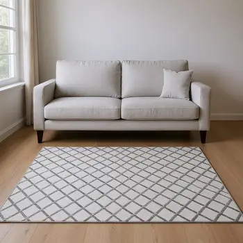 10' X 14' Gray And Black Geometric Washable Area Rug With UV Protection