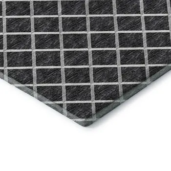3' X 5' Black And Ivory Geometric Washable Area Rug With UV Protection