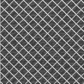 3' X 5' Black And Ivory Geometric Washable Area Rug With UV Protection