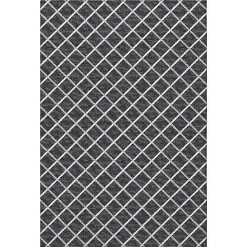 3' X 5' Black And Ivory Geometric Washable Area Rug With UV Protection