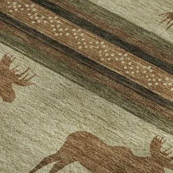 3' X 5' Brown Beige And Rust Animal Print Washable Area Rug With UV Protection
