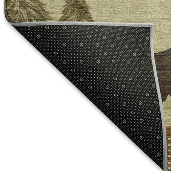 5' X 8' Brown Beige And Rust Animal Print Washable Area Rug With UV Protection