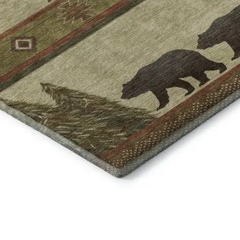 5' X 8' Brown Beige And Rust Animal Print Washable Area Rug With UV Protection